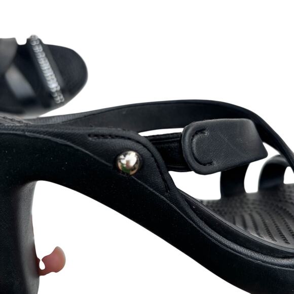 Crocs Cyprus IV Rhinestone Heels Black Size 10 Strappy Sandal
